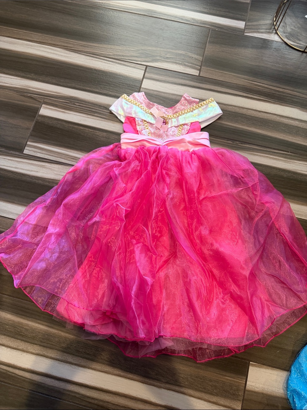 Girls' Sparkling Hot Pink Princess Costume Dress with Bow